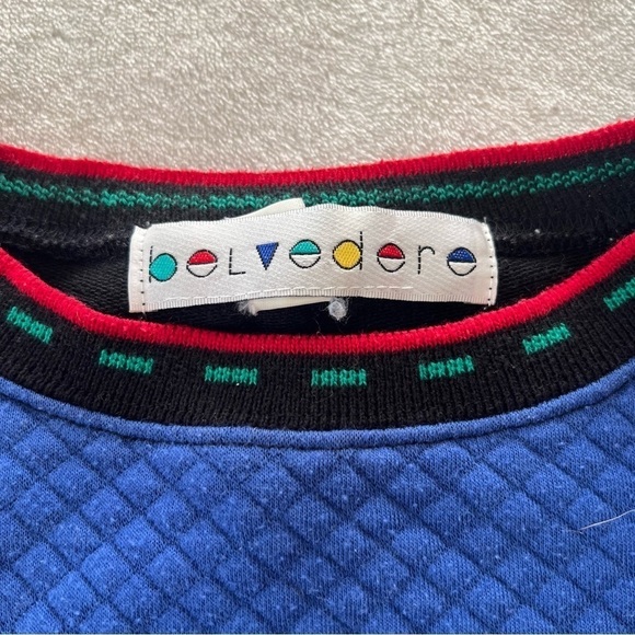Vintage Belvedere Colorblock Crew Neck Unisex Pullover Sweater - Picture 4 of 6